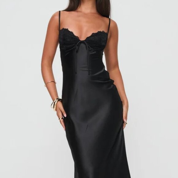 Princess Polly Fadyen bias cut maxi dress black - Picture 1 of 5